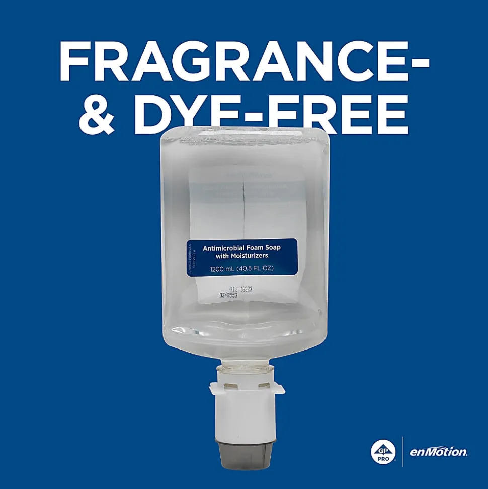 enMotion® Gen 2 Antimicrobial Foam Hand Soap Refills for Automated Dispensers, Dye & Fragrance Free, 1200 mL per Bottle, 2 Bottles Per Case (2400 mL)
