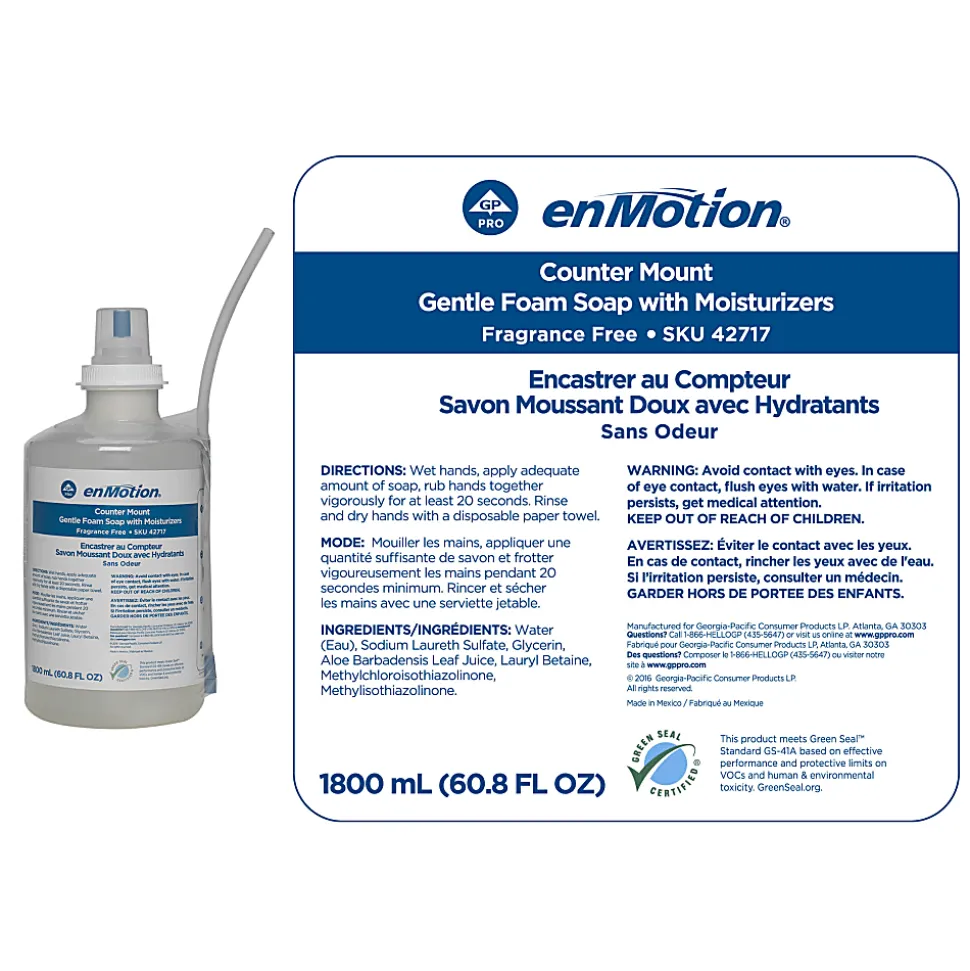 enMotion® Moisturizing Foam Hand Soap, Unscented, 60.8 Oz, Carton Of 2 Bottles
