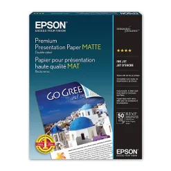 Epson® Double-Sided Premium Presentation And Photo Paper, Letter Size (8 1/2" x 11"), Pack Of 50 Sheets, 47 Lb, Matte White