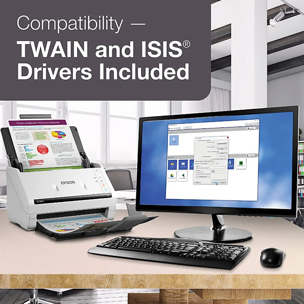 Epson DS-530 II Large Format ADF Scanner, 600 dpi Optical, B11B261202