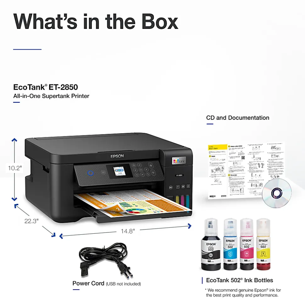 Epson® EcoTank® ET-2850 All-in-One Supertank Color Printer