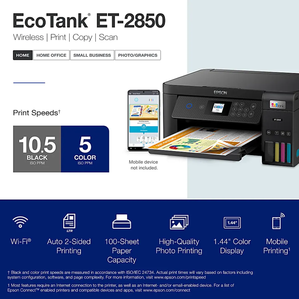 Epson® EcoTank® ET-2850 All-in-One Supertank Color Printer