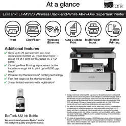 Epson® EcoTank® ET-M2170 SuperTank® Wireless All-In-One Monochrome Printer