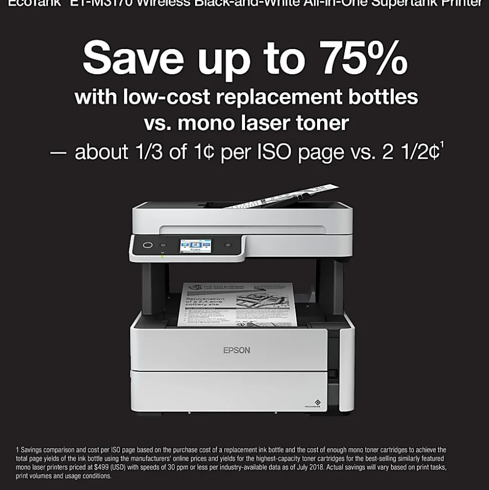 Epson® EcoTank® ET-M3170 SuperTank® Wireless All-In-One Monochrome Printer