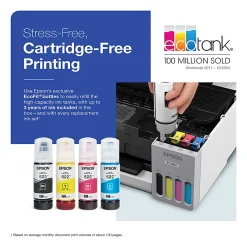 Epson EcoTank ET-2900 Wireless All-in-One Color Supertank Printer, Up To 3 Years Of Ink, Refillable Tanks, White, C11CL63202