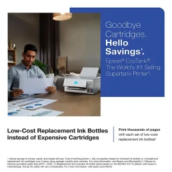 Epson EcoTank ET-2900 Wireless All-in-One Color Supertank Printer, Up To 3 Years Of Ink, Refillable Tanks, White, C11CL63202