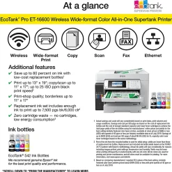 Epson® EcoTank® Pro ET-16600 SuperTank® Wide-Format Color Inkjet All-In-One Printer