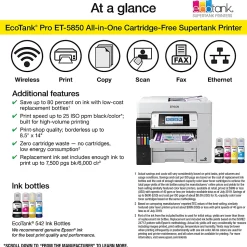 Epson® EcoTank® Pro ET-5850 SuperTank® Wireless Inkjet All-In-One Color Printer