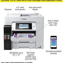 Epson® EcoTank® Pro ET-5850 SuperTank® Wireless Inkjet All-In-One Color Printer