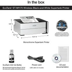 Epson® EcoTank® SuperTank® ET-M1170 Wireless Inkjet Monochrome Printer