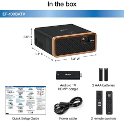 Epson® EF-100 Mini-Laser HD Widescreen 3LCD Streaming Projector With Android TV, V11H914320