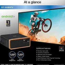 Epson® EF-100 Mini-Laser HD Widescreen 3LCD Streaming Projector With Android TV, V11H914320