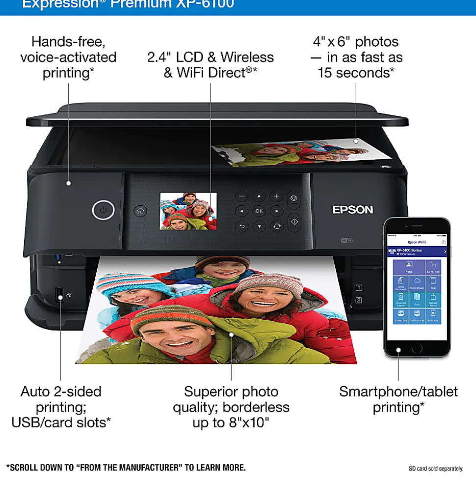 Epson® Expression® Premium XP-6100 Wireless Inkjet All-In-One Color Printer