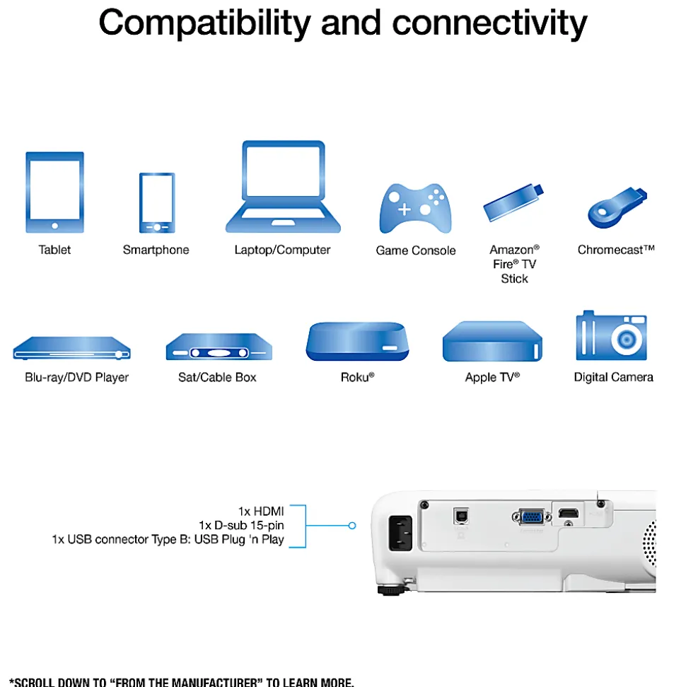 Epson® EX3280 XGA 3LCD Portable Projector