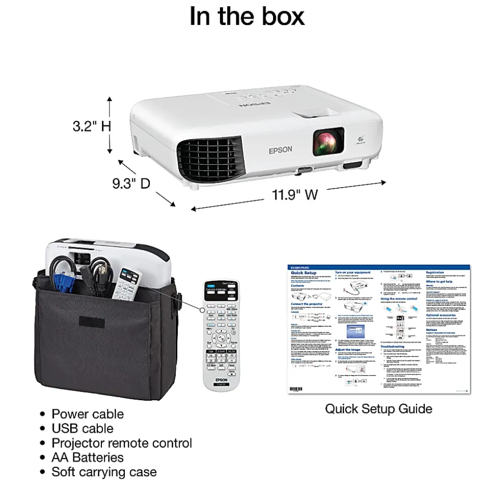 Epson® EX3280 XGA 3LCD Portable Projector