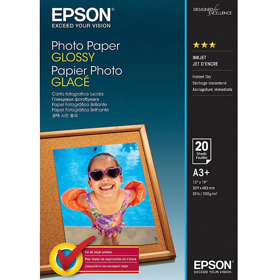 Epson® Glossy Photo Paper, 13" x 19", Pack Of 20 Sheets