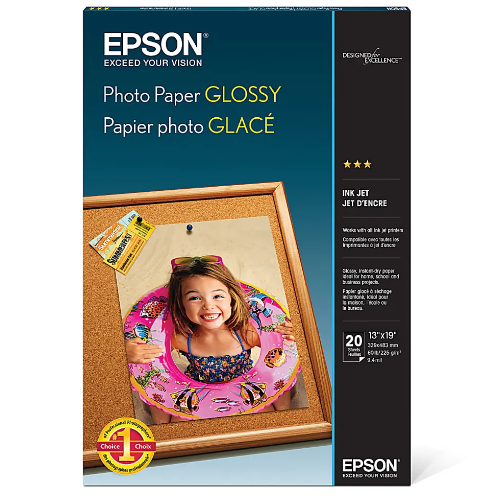 Epson® Glossy Photo Paper, 13" x 19", Pack Of 20 Sheets