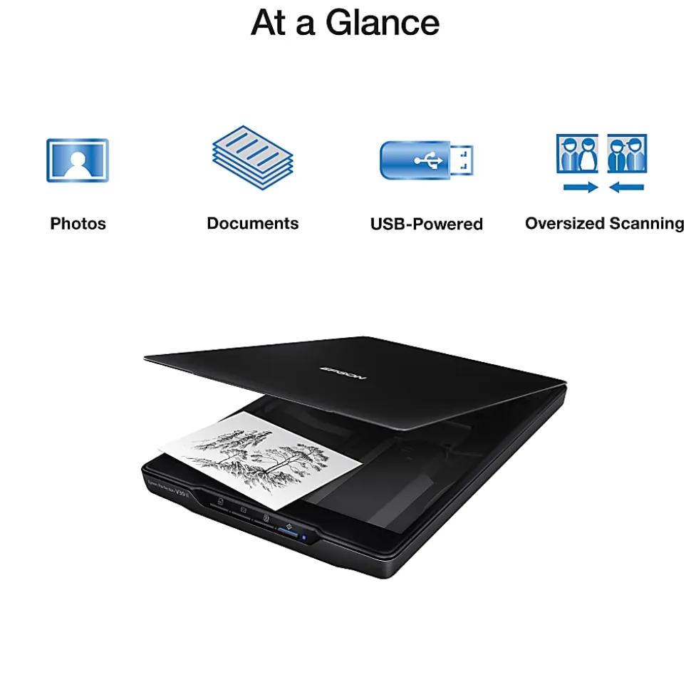 Epson® Perfection V39 II Color Photo And Document Flatbed Scanner, Black, B11B268201