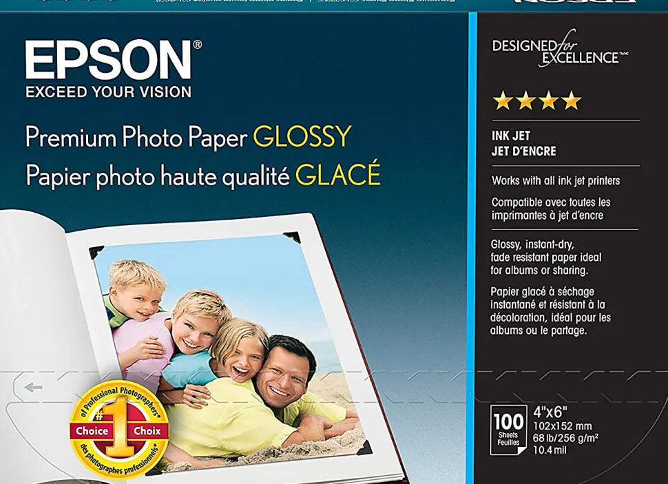 Epson® Premium Glossy Photo Paper, 4" x 6", Pack Of 100 Sheets (S041727)