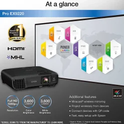 Epson® Pro EX9220 WUXGA 3LCD Projector, V11H846020