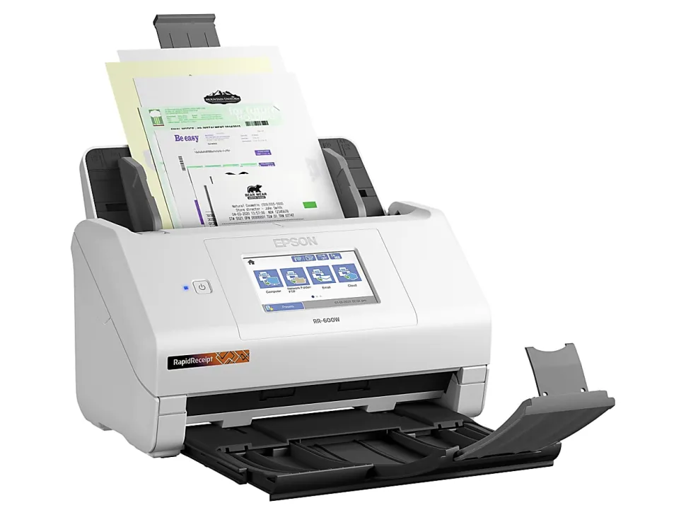 Epson® RapidReceipt™ Wireless Touchscreen Desktop Receipt And Color Document Scanner With Auto Document Feeder, RR-600W
