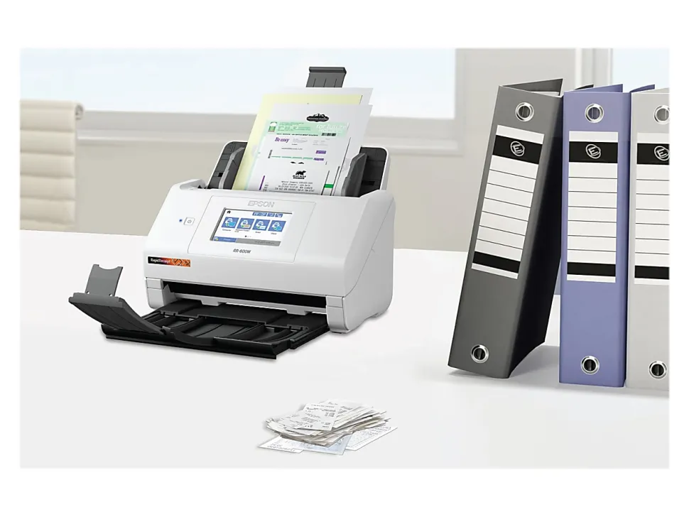 Epson® RapidReceipt™ Wireless Touchscreen Desktop Receipt And Color Document Scanner With Auto Document Feeder, RR-600W