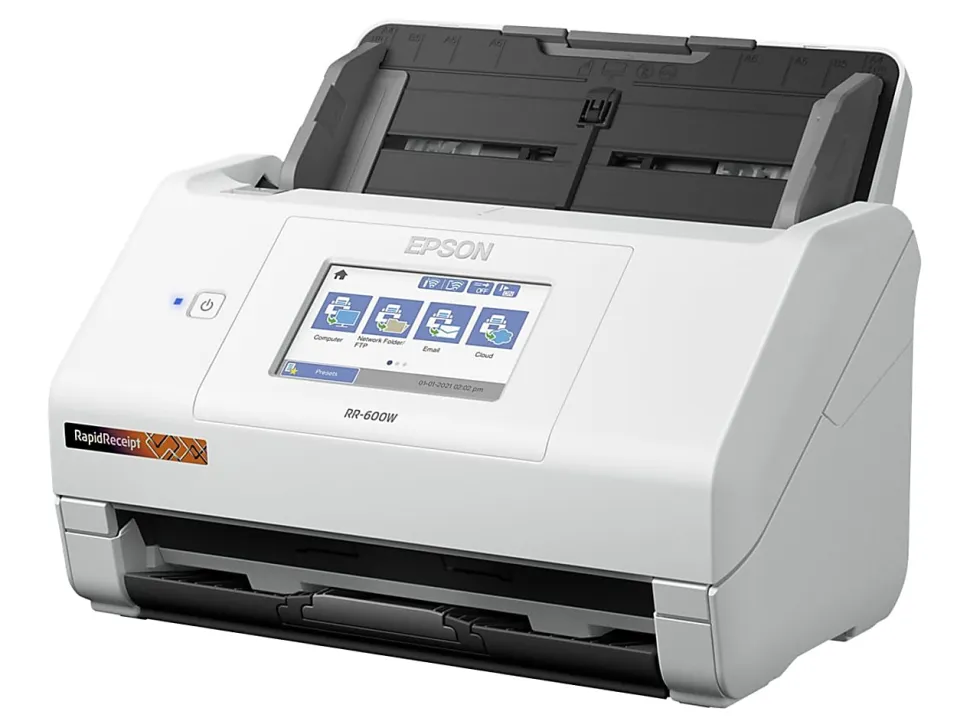 Epson® RapidReceipt™ Wireless Touchscreen Desktop Receipt And Color Document Scanner With Auto Document Feeder, RR-600W