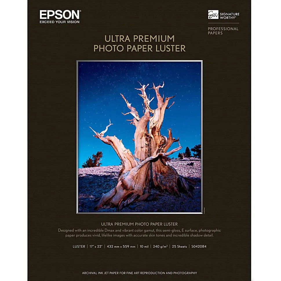 Epson® Ultra Premium Photo Paper, 17" x 22", Ream Of 25 Sheets
