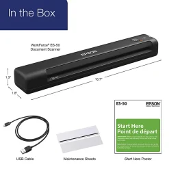Epson® WorkForce® ES-50 Portable Color Document Scanner