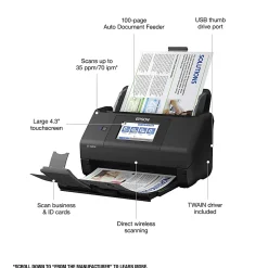 Epson® WorkForce® ES-580W Wireless Duplex Touchscreen Desktop Color Document Scanner with Auto Document Feeder