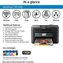 Epson® WorkForce® WF-2860 Wireless Inkjet All-In-One Color Printer