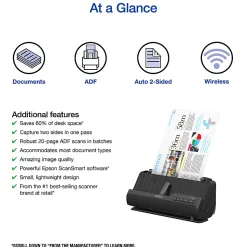 Epson WorkForce® Wireless Compact Desktop Document Scanner, ES-C320W