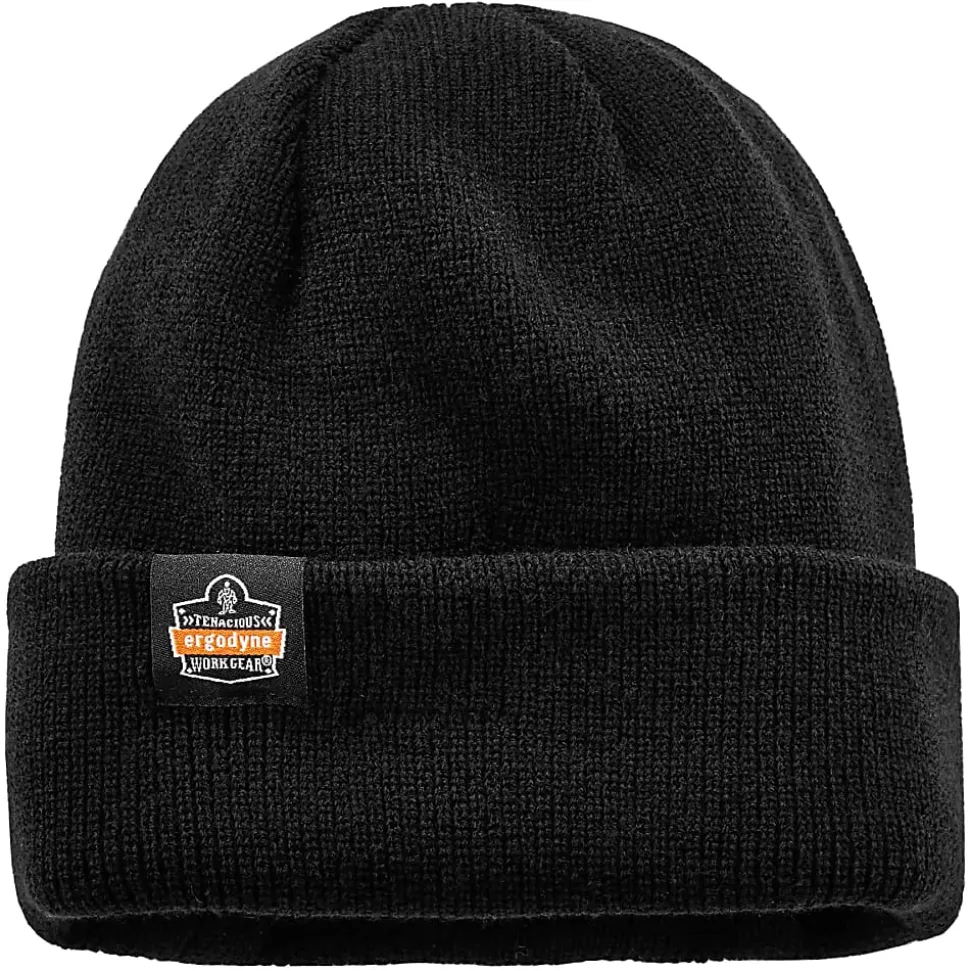 Ergodyne N-Ferno 6811Z Zippered Rib Knit Beanie, One Size, Black