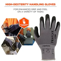 Ergodyne Proflex 7000-12PR Nitrile-Coated Cut-Resistant Gloves, Gray, Large, Set Of 12 Pairs