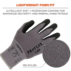 Ergodyne Proflex 7000-12PR Nitrile-Coated Cut-Resistant Gloves, Gray, Large, Set Of 12 Pairs
