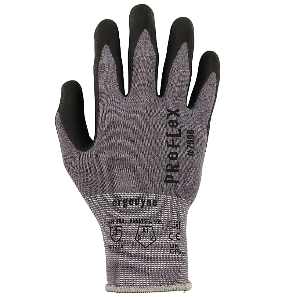 Ergodyne Proflex 7000-12PR Nitrile-Coated Cut-Resistant Gloves, Gray, Large, Set Of 12 Pairs