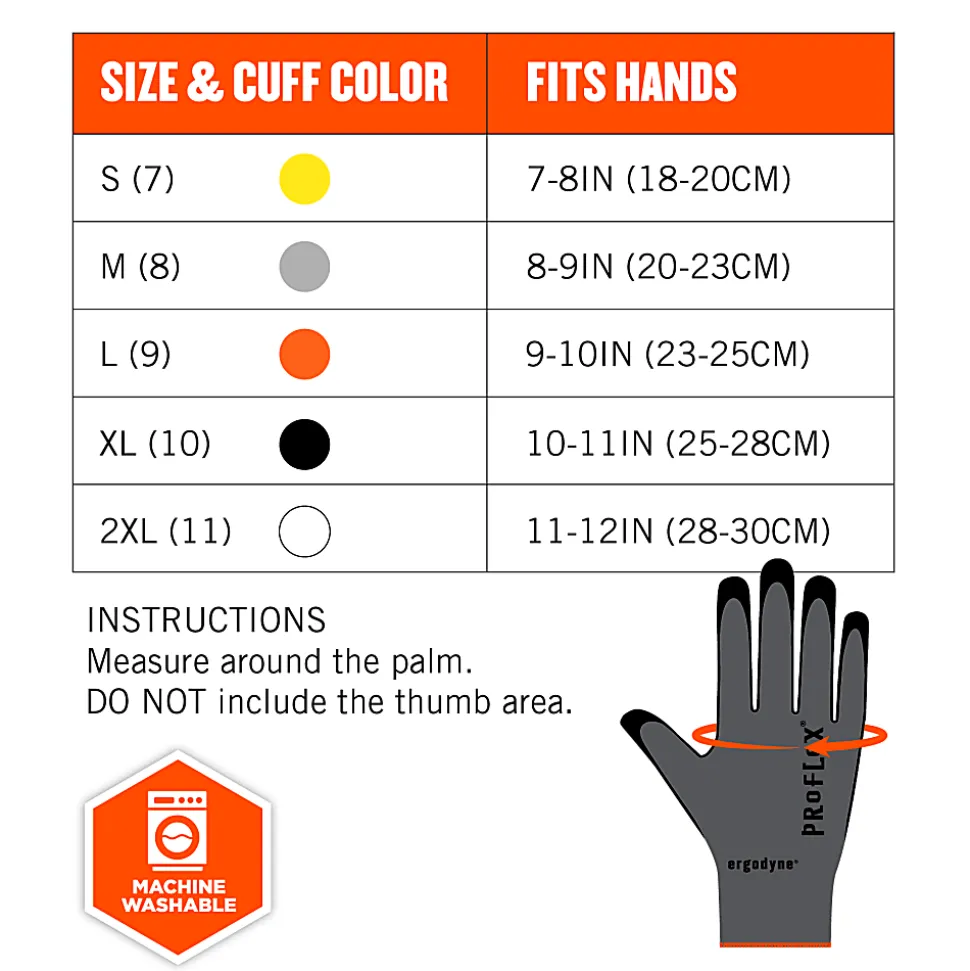 Ergodyne Proflex 7000-12PR Nitrile-Coated Cut-Resistant Gloves, Gray, Large, Set Of 12 Pairs