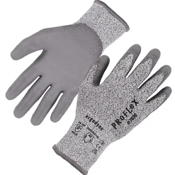 Ergodyne Proflex 7030-12PR PU-Coated Cut-Resistant Gloves, Large, Gray, Set Of 12 Pairs