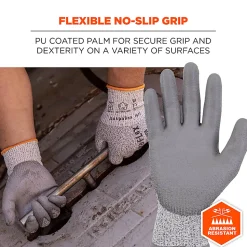 Ergodyne Proflex 7030-12PR PU-Coated Cut-Resistant Gloves, Large, Gray, Set Of 12 Pairs