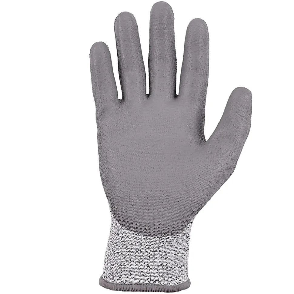 Ergodyne Proflex 7030-12PR PU-Coated Cut-Resistant Gloves, Large, Gray, Set Of 12 Pairs