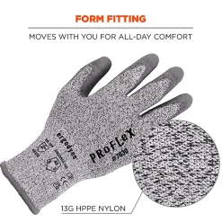 Ergodyne Proflex 7030-12PR PU-Coated Cut-Resistant Gloves, Large, Gray, Set Of 12 Pairs