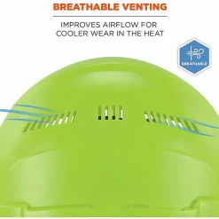 Ergodyne Skullerz 8966 Lightweight Cap-Style Vented Hard Hat, Lime