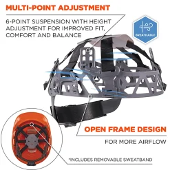 Ergodyne Skullerz 8966 Lightweight Cap-Style Vented Hard Hat, Orange