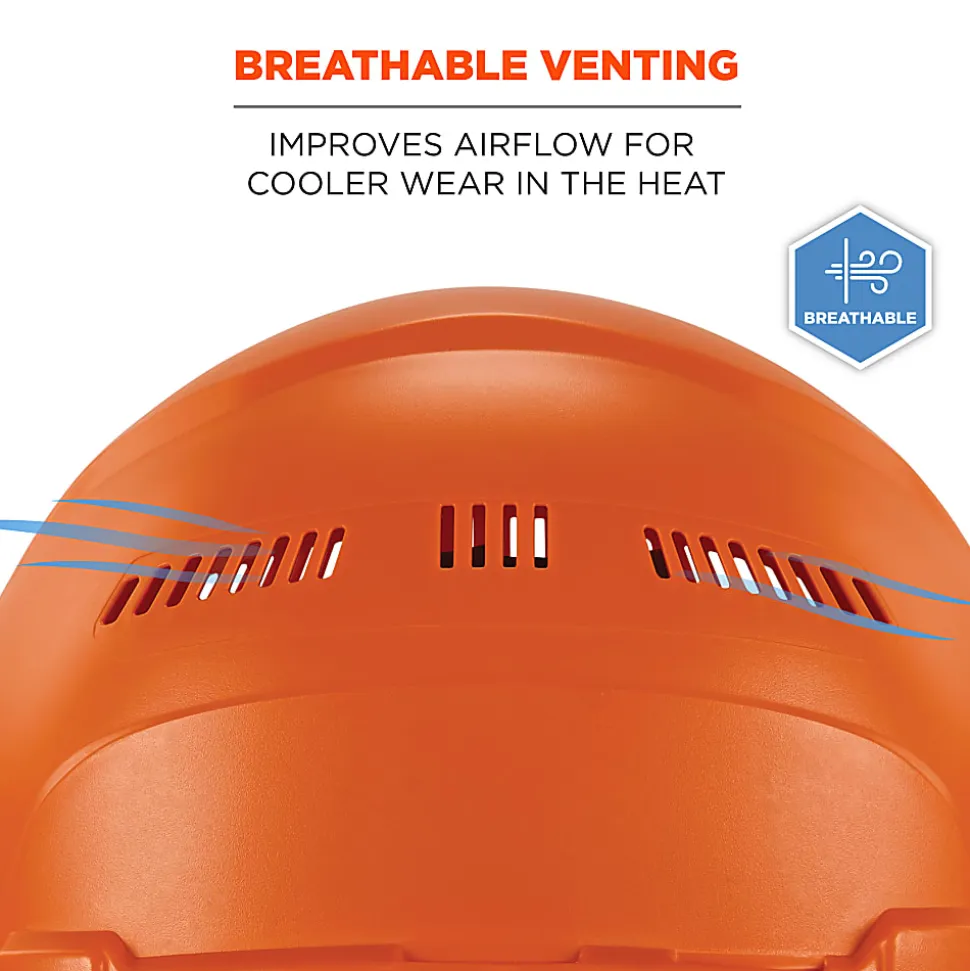 Ergodyne Skullerz 8966 Lightweight Cap-Style Vented Hard Hat, Orange