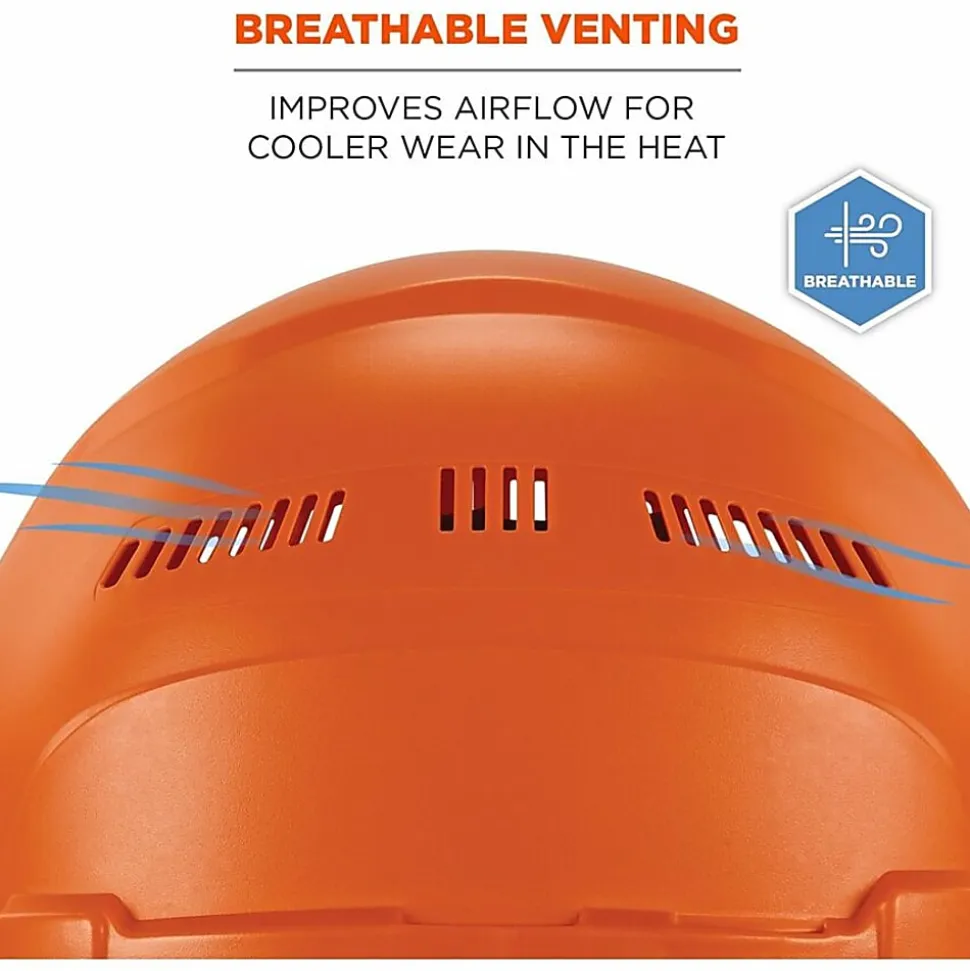 Ergodyne Skullerz 8966 Lightweight Cap-Style Vented Hard Hat, Orange