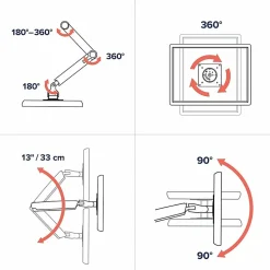Ergotron Mounting Arm for Monitor, Display Screen, LCD Monitor, Polished Aluminum, Landscape/Portrait, 45496026