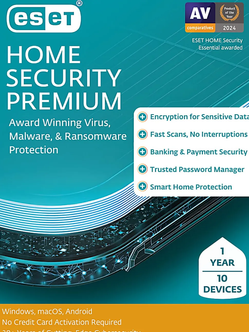 ESET Home Security Premium 2025, 10 Devices, 1 YR Subscription, PC, Download
