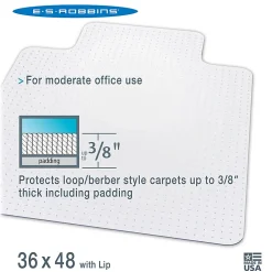 ES Robbins Multi-Task AnchorBar Carpet Chair Mat, Standard Lip, 36"W x 48"D, Clear