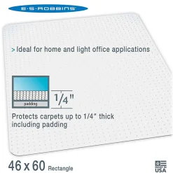 ES Robbins Task Series AnchorBar Carpet Chair Mat, Rectangular, 46