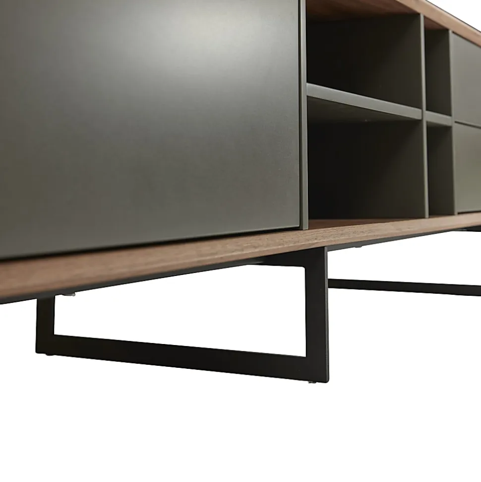 Eurostyle Anderson Media Stand, 19-1/2"H x 94-1/2"W x 16-1/2"D, Walnut/Gray